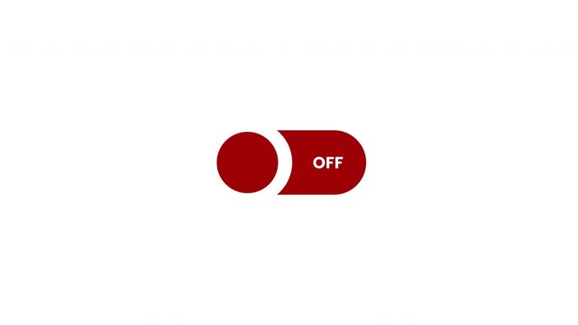 On off button slider modern flat-design toggle button. Seamlessly Sliding from Off to On Position for Modern App Interface Design. Alpha channel 4K video.