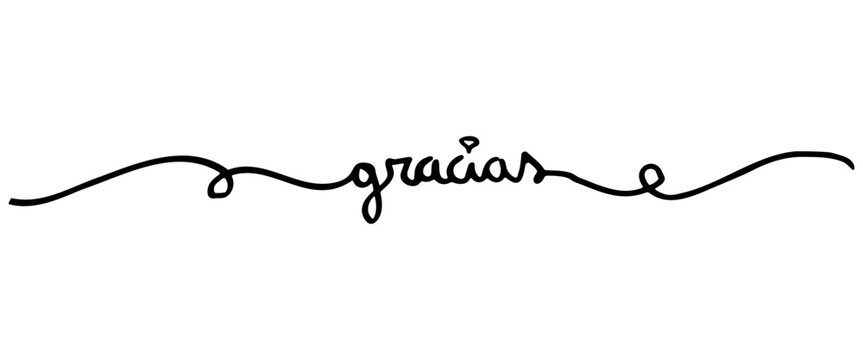 Lettering &ldquo;Gracias&rdquo; hecho a mano con trazo org&aacute;nico ondulado para tarjetas de saludo en tinta negra