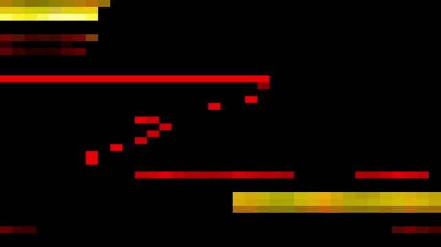 Pixelated digital glitch transition with blocky rgb data distortion for gaming and streaming video edit
