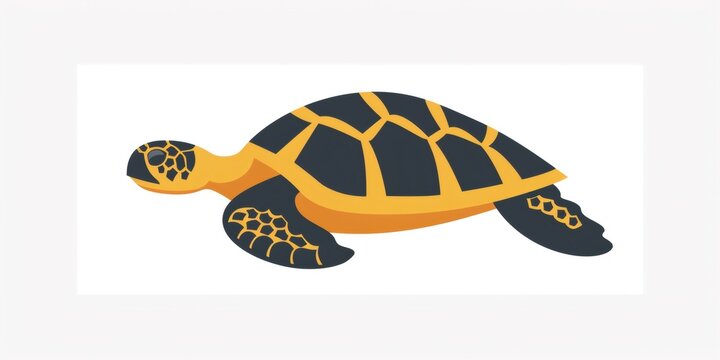 Sea turtle swimming with shell pattern illustration