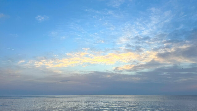Adriatic Sea at Dobra Voda coastline in Montenegro during calm sunrise