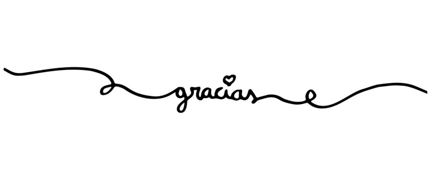 Lettering &ldquo;Gracias&rdquo; hecho a mano con trazo org&aacute;nico ondulado para tarjetas de saludo en tinta negra