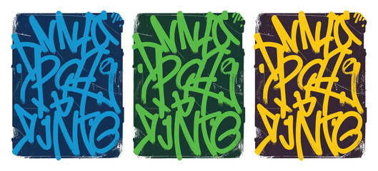 Graffiti Tagging Backgrounds Set, Urban Street Art Textures Collection with Spray Paint Tags, Grunge Wall Patterns, and Creative Hip Hop Style Designs for Modern Graphic Design Use. © LEECOO