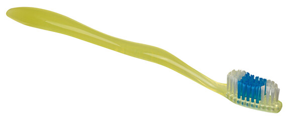 Plastic yellow toothbrush on isolated background