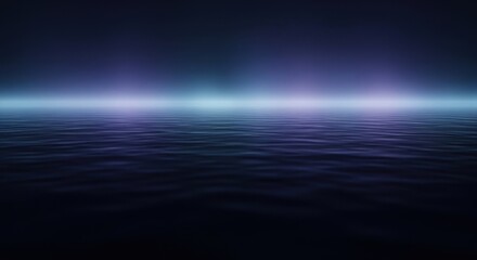 Obraz premium Serene Night Ocean Horizon with Glowing Light