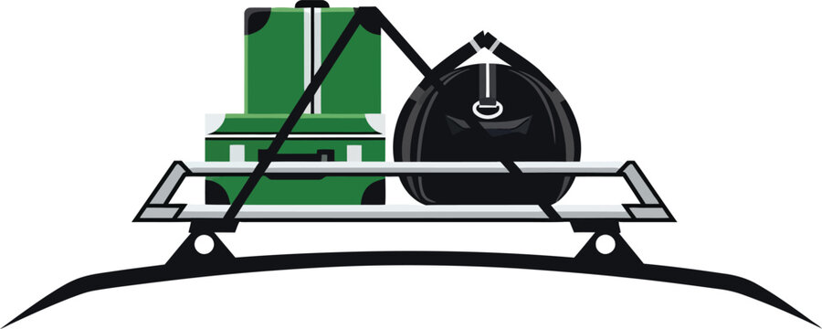 Travel luggage on a car roof rack for road trip or vacation