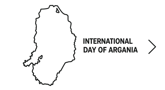 map outline of argania region with international day text high quality