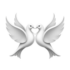 Fototapeta premium Two White Doves Forming Heart Shape