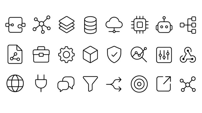 MCP Model Context Protocol AI Integration Icons - 24 Technology Vector Icons for UI