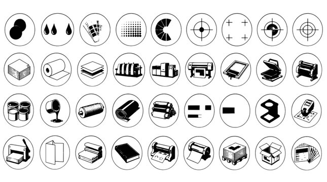 Pantone Color Swatch Renk Ornekleri Chart Icons - 36 Print Industry Vector Icons for Design