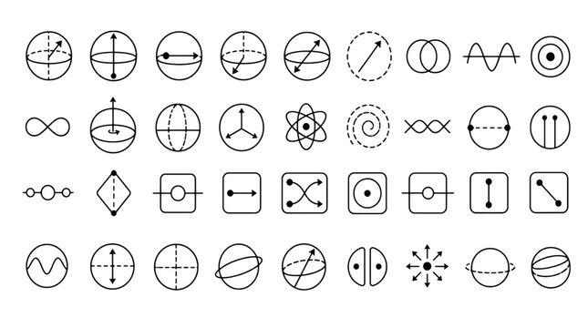 Quantum Computing Qubit Superposition Icons - 36 UI Vector Icons for Web and Mobile