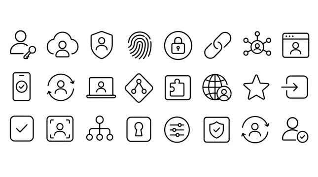 Single Sign On Sso Saml Oauth Icons - 24 UI Vector Icons for Web and Mobile