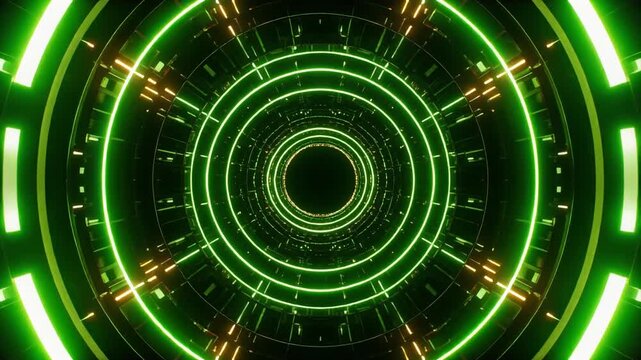 Green glowing futuristic circular interface resembling radar system in digital technology wallpaper
