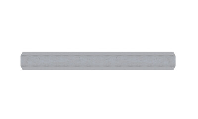 Concrete hexagonal beam - medium size, horizontal. On isolated transparent background.