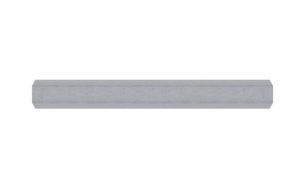 Concrete hexagonal beam - medium size, horizontal. On isolated transparent background.