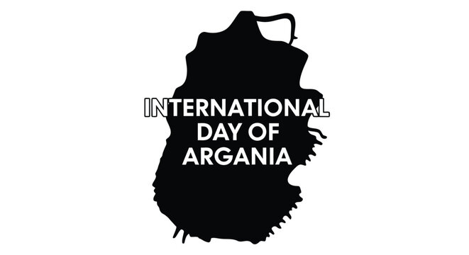 argania tree silhouette with international day text on white background