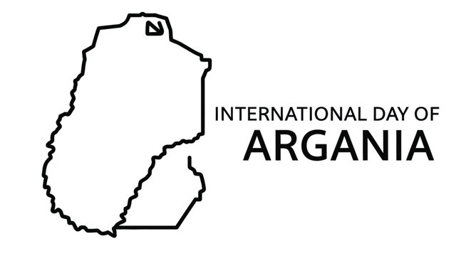 argania tree silhouette with international day text on white background