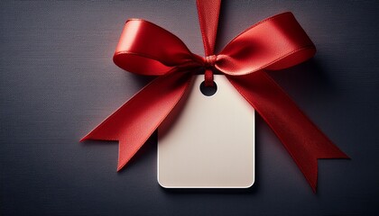gift tag with red ribbon