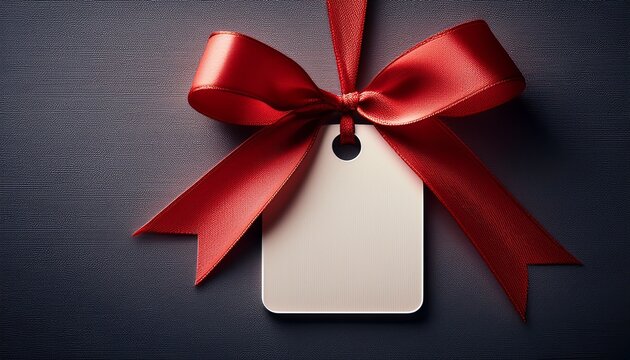 gift tag with red ribbon