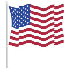 Obraz premium American flag on pole vector illustration