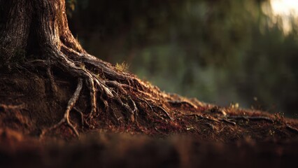 Fototapeta premium Ancient Tree Roots in Forest Soil