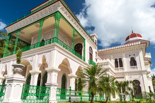 Cuba, Cienfuegos, Punta Gorda.  Arabic Palacio de Valle, a historic villa in built by the Italian architect, Alfredo Colli, in 1917.  It has elements of Moorish architecture.