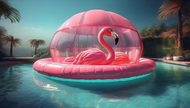 inflatable flamingo pool dome