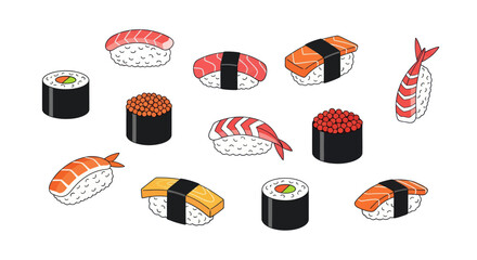 Assorted sushi platter illustration © Alexa