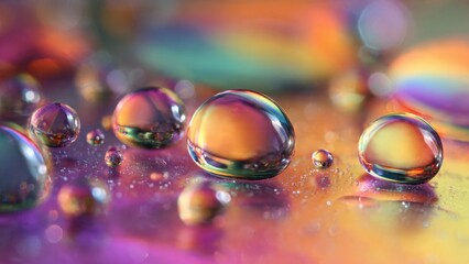 Naklejka premium Rainbow Reflections in Water Droplets