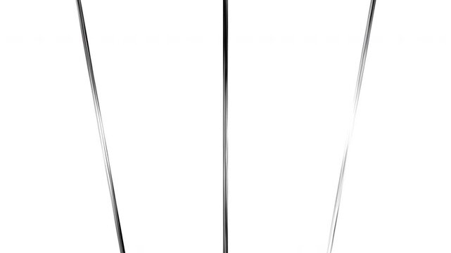 Black vertical impact split line frame animation with 3 dynamic line motion from bottom on white background and green screen. 4K animated impact line for multi panel layout and split frame overlays.