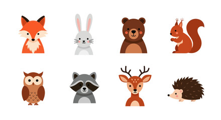 Fototapeta premium Cartoon forest animals illustration