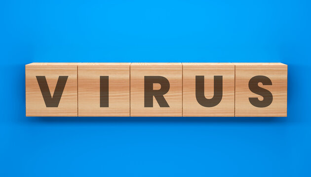 Wooden Blocks Spell VIRUS: Wooden blocks arranged to spell the word VIRUS, a visual representation of a significant topic.
