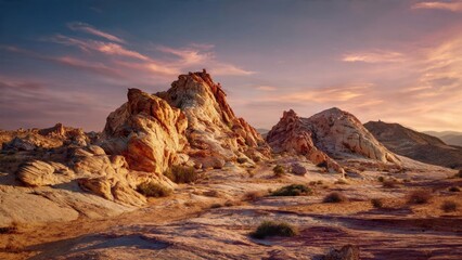 Naklejka premium Spectacular Desert Rock Formations at Sunset