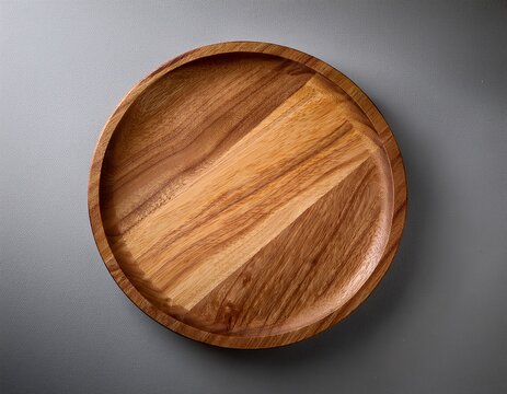 large empty rustic wooden serving platter displayed on a simple gray background ready for appetizers or buffet meal service natural restaurant catering