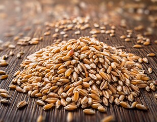 Obraz premium whole wheat grain kernels background backdrop pile of raw uncooked spelt wheat grains