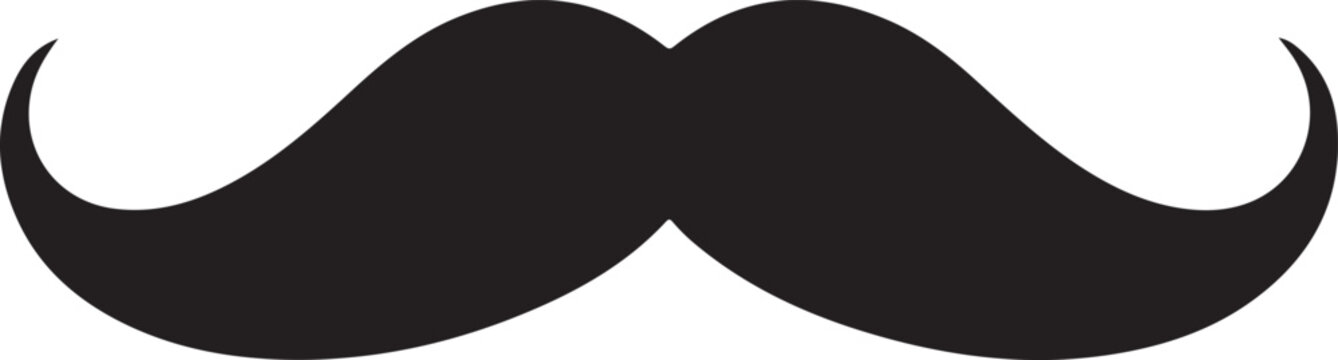 Black mustache icon graphic element for barbershop or gentleman style design