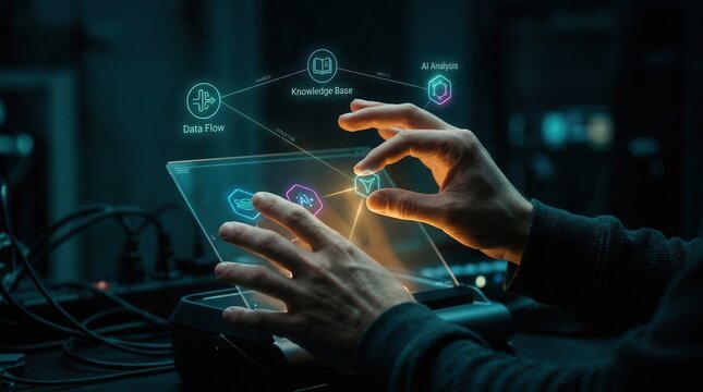AI-Powered Holographic Interface: Data Flow and Knowledge Base Integration