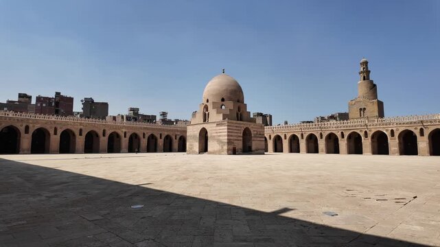 Mosque of Ibn Tulun in Cairo, Egypt, was built between 876 and 879 by Ahmed bin Tulun, the founder of the Tulunid dynasty, the first Turkic state established in Egypt.