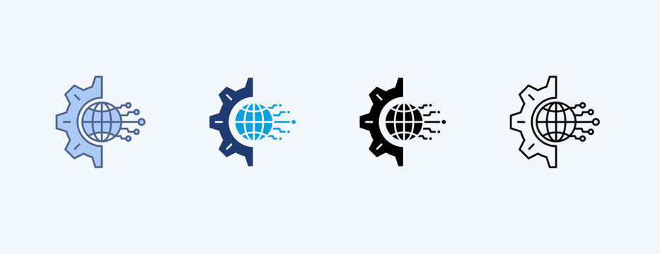 Digital Transformation Multiple Icon Illustration Vector
