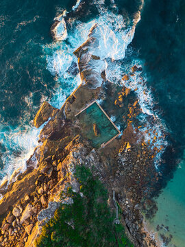 Aerial view of North Curl Curl rock pool, Sydney, Australia.