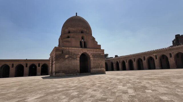 Mosque of Ibn Tulun in Cairo, Egypt, was built between 876 and 879 by Ahmed bin Tulun, the founder of the Tulunid dynasty, the first Turkic state established in Egypt.