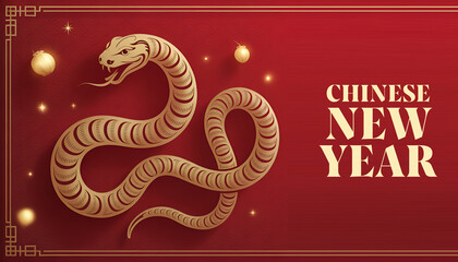 Fototapeta premium Festive Lunar New Year Background with Gold and Red Traditional Decorations