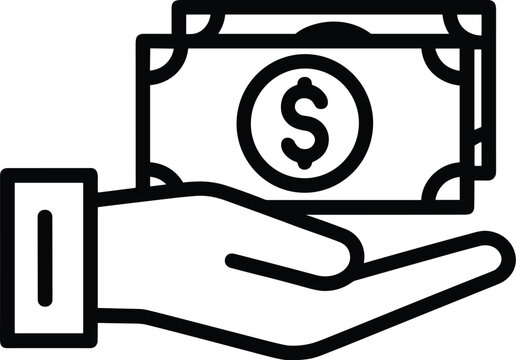 Hand Holding Stack of Dollar Bills Icon vector illustration