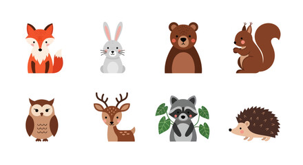 Fototapeta premium Cartoon forest animals illustration