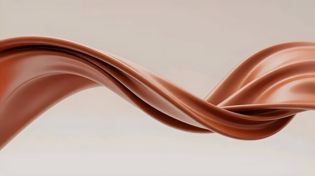 Abstract flowing terracotta silk in 3D - Ideal for luxury fashion branding, interior design color trends, or fluid movement art.