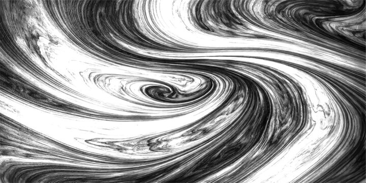 An abstract black and white grunge background featuring a swirling liquid ripple design with concentric circles that mimic the natural texture of rain drops on a wet sea surface