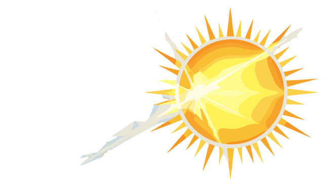 Bright sun with rays shining in clear sky