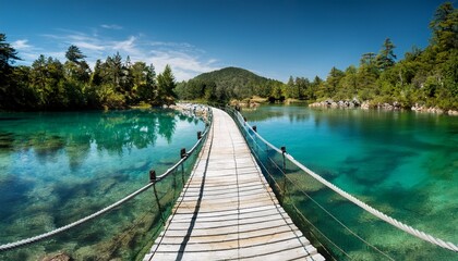 Fototapeta premium bridge over lake with clear water