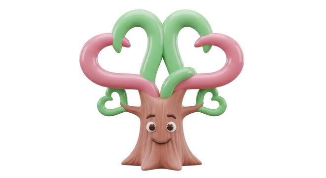 Whimsical cartoon tree with candy cane branches