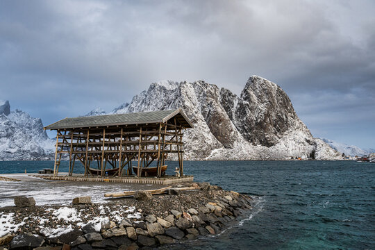 Traditional racks for the drying of cod